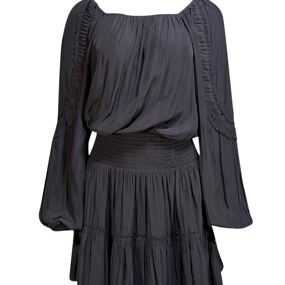 Ramy Brook Black Long Sleeve Ruffled Dress